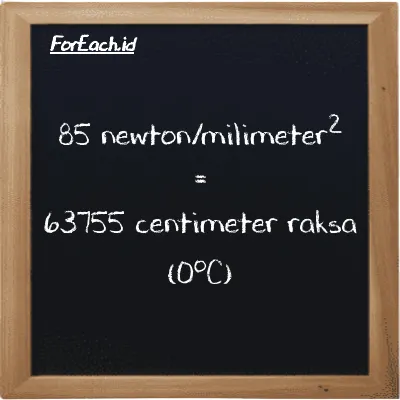 85 newton/milimeter<sup>2</sup> setara dengan 63755 centimeter raksa (0<sup>o</sup>C) (85 N/mm<sup>2</sup> setara dengan 63755 cmHg)